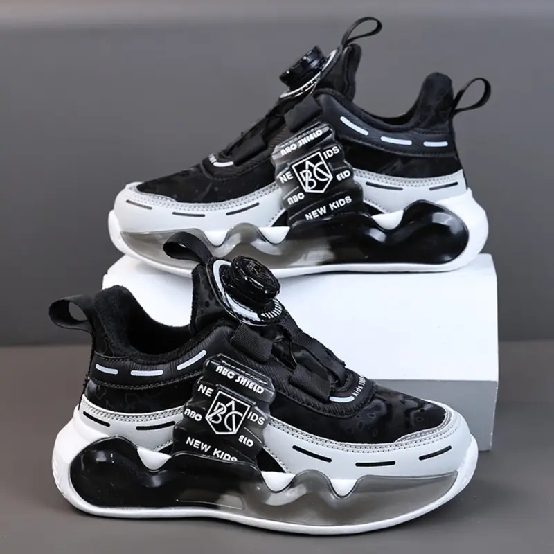 Spring Fall Casual Sports Sneakers, Adjustable Rotating Buckle, Classic Colorblock, Student Trainers, EVA Sole, Sporty Casual Shoes