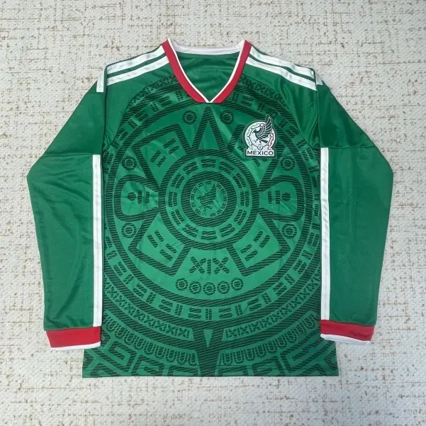 25 26 New World Cup Mexico Home Green Short Sleeve Long Sleeved Football Jersey Fan Version