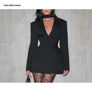Blazer and Micro Shorts Set - Black