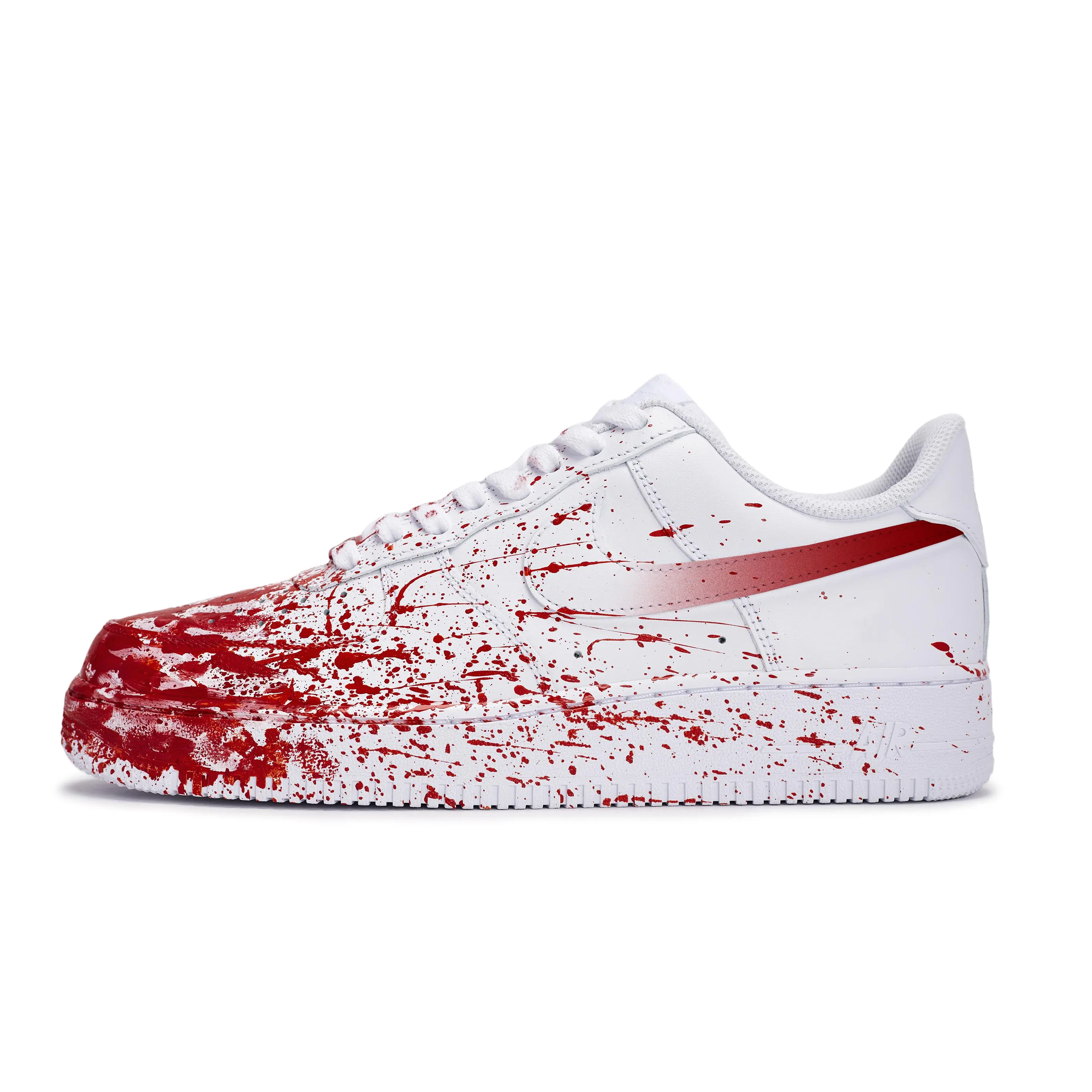 Men's Nike Air Force 1 Custom Low-Top Footwear Sneakers - Maison Mihara House White Official Stylish Trainer Sneakers with Artistic Splatter Graphic Print, Gothic Style, Anti-Slip Wear Resistance, Graphic Print Sneakers