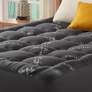 Bamboo Cooling Mattress Topper Back Pain Relieve,Thick Fitted Sheet, Luxury Comfort, Breathable, Soft on Skin, Deep Pocket,Machine Washable