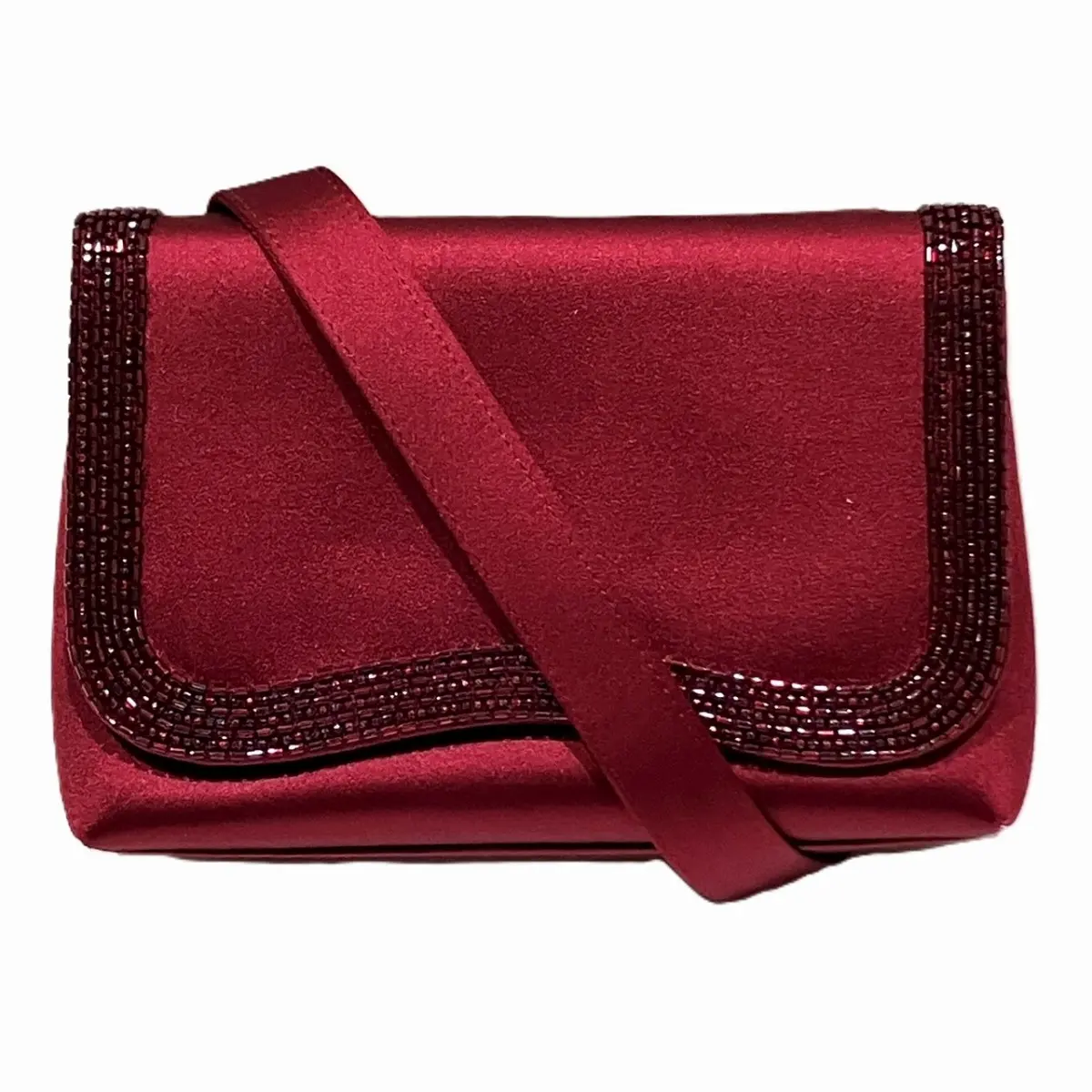 Pre-owned CHANEL Satin Shoulder Bags Rhinestone Shoulder Bag