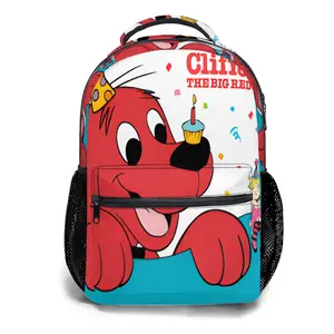 Cartoon Clifford the Big Red Dog Backpack Anime Cosplay Backpack Lightweight Laptop Bag 3D Printed Daypack Outdoor Sports Backpack Colorful Travel