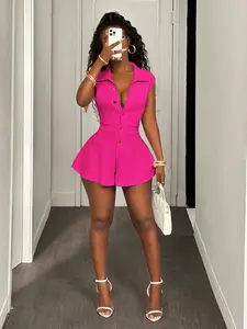 Pink Romper for Women - Sleeveless Casual Jumpsuit - Summer Outfit