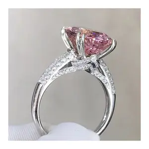 925 Sterling Silver Rings for Women Pink Cubic Zirconia New Wedding Engagement Band Accessories Luxury Trendy Lady Jewelry Gift