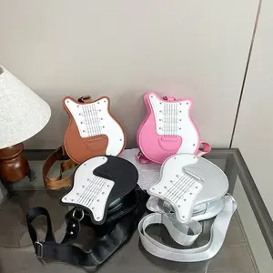 2025 Y2K Guitar Shaped Medium Vegan Leather Crossbody Bag Purse with Adjustable Strap & Multi-Purpose Design for Women
