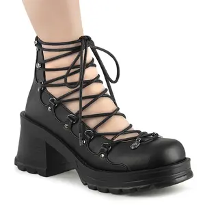 Demonia Bratty-32 Black Faux Leather Lace Up Platform Shoe Demonia Bratty-32 Black Faux Leather Lace Up Platform Shoe