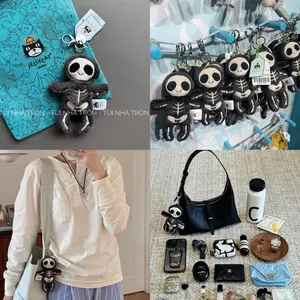 Skeleton Bob - Soft and Mini-Sized Stuffed Keychain, Cute Funny Animal Food Plushie, Fun Gift Idea for Kids, Birthdays, and Collectors, Keychain Toy