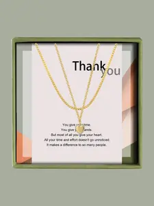Heart Shaped Pendant Necklace with Box & Greeting Card, Elegant Rhinestone Decor Necklace for Women for Gift, Fashion Accessories for Daily Wear