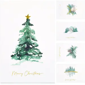 Beautiful Christmas Cards Set of 20 with Watercolor Designs - Incl. Bulk Envelopes, Matching Stickers And Storage Box - Perfect to Send Warm Holiday Wishes to Friends and Family