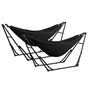 GDY Two Double Hammock Chairs with a Standing Modern Design, Relaxing, Portable and Durable Weather-resistant fabric, with Max 450 lbs, Perfect for Home Use