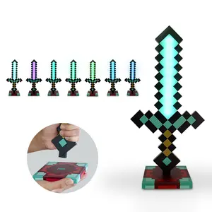 “Diamond Sword Lamp – Pull to Light, 7 Color Change, USB Rechargeable, Gaming Room & Kids Bedroom Decor”