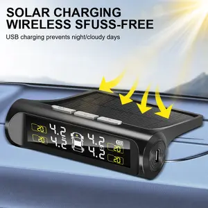 Car TPMS, 1 Set Auto Security Alarm Systems, Solar Power Tyre Pressure Digital LCD Display,Professional Car Tire Pressure MonitoringSyster, Tire Pressure Gauge, Car Tire Sensor