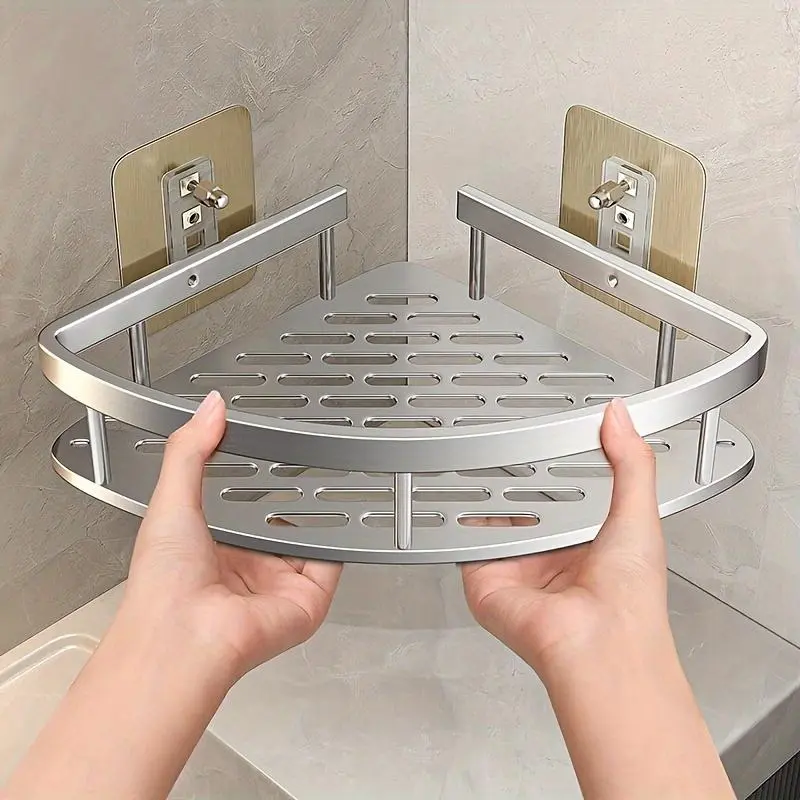 Stainless Steel Corner Shower Rack, Wall-Mounted Shower Caddy, Bathroom Storage Organizer Rack, Bathroom Accessories, Bathroom Organizing Accessories, Shower Caddy, Bathroom Organizer Supplies, Shower Organizers, Shower Caddy Shelf