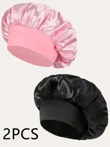 Women's Wide Brim High Elasticity Satin Sleep Cap, Daily Use, House Cleaning Hat, Beauty Hair Care Hat, Bath Hat, Postpartum Hat, Shower Caps