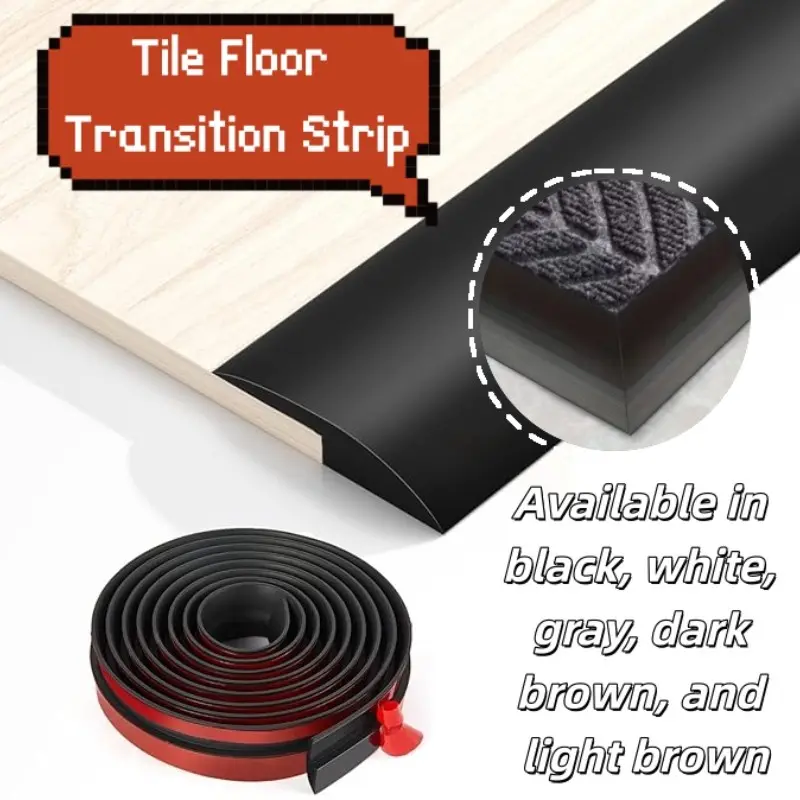3.5cmx1meters 1pc Tile Floor Transition Strip, Self-adhesive Carpet and Floor Transition Strip Edges Trim, Suitable for 5mm Height Difference, Easy Peel-and-Stick Installation, Suitable for Carpets, Laminate, and Flooring