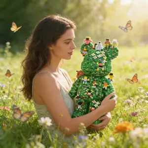 Forest Bear 3D Puzzle Building Blocks Decoration, Bookshelf Home Office Cabinet Decor, Party Living Room TV Stand Display