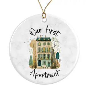 Our First Apartment Ornament - New Home Gift - Housewarming Keepsake - Home Decor - Custom Apartment Ornament Ceramic Ornament -  - 3 Inch Christmas Tree Round Ornament - Xmas Holiday Decor - String Included - ORNW0306