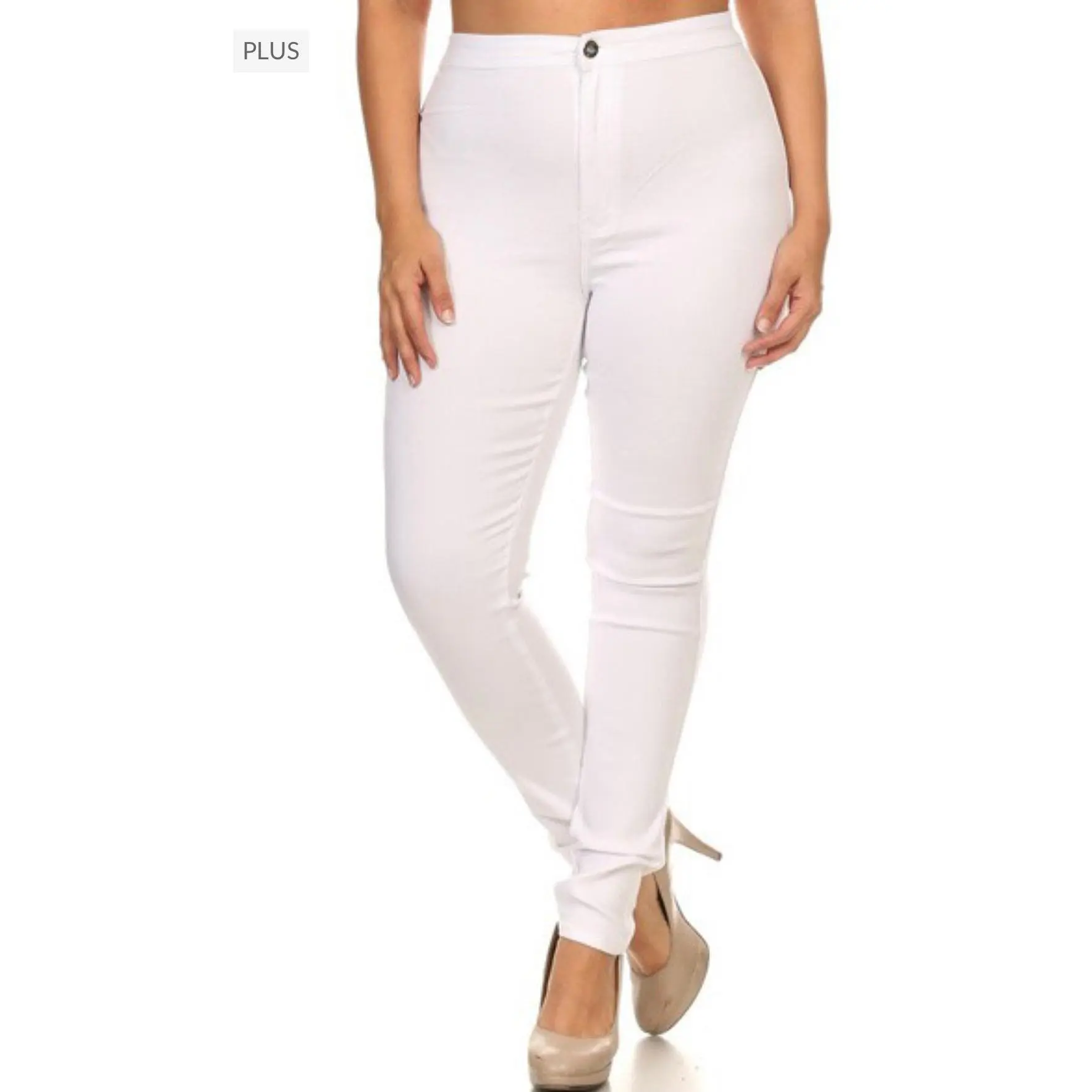 Plus size High Waist Super Stretch White Jeans