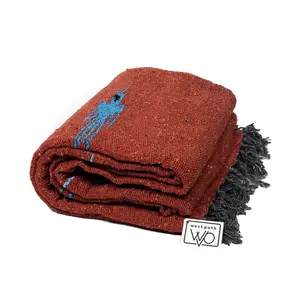 Mexican Baja Thunderbird Blanket Rust Orange | Heavyweight Yoga Blanket | Thick Meditation Blanket | Vintage Throw | Boho Wall Tapestry