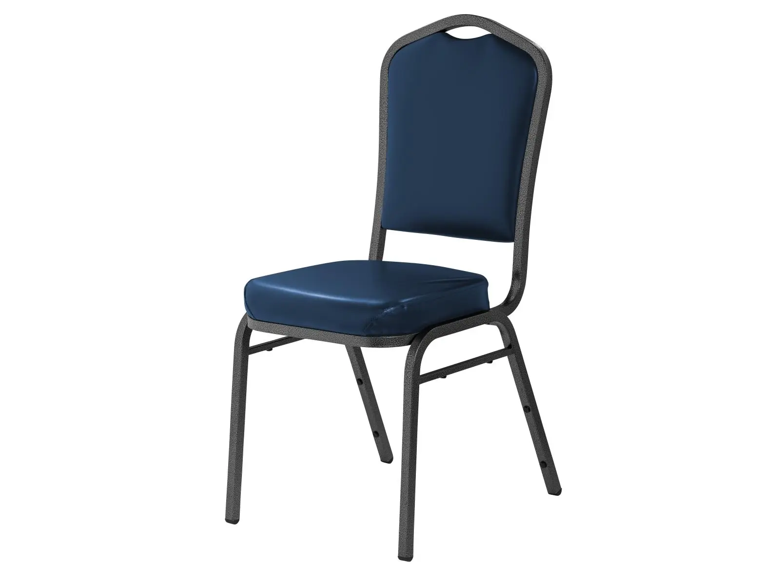 National Public Seating Deluxe Vinyl Upholstered Padded Stack Chair, Midnight Blue & Silvervein