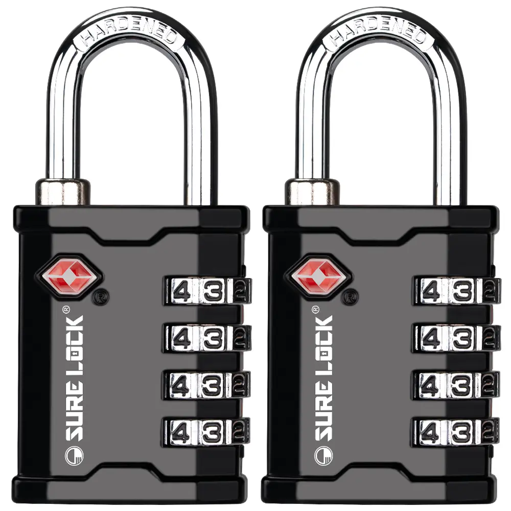 SURE LOCK TSA 008 Accepted 4 Dig Heavy Duty Big Combination Luggage Padlock All Metal Travel Lock for Equipment Hard Case Luggage Gun Case Gym Locker Pelican Vault Lock
