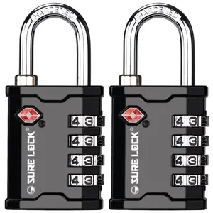 SURE LOCK TSA 008 Accepted 4 Dig Heavy Duty Big Combination Luggage Padlock All Metal Travel Lock for Equipment Hard Case Luggage Gun Case Gym Locker Pelican Vault Lock