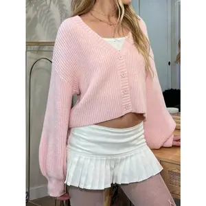 Women's solid color off shoulder knitted cardigan jacket, versatile and sweet elegant style for daily casual wear, casual knitwear, women's cardigan sweater, women's clothing, autumn new style, campus wear, knitted topRAIMENTRY