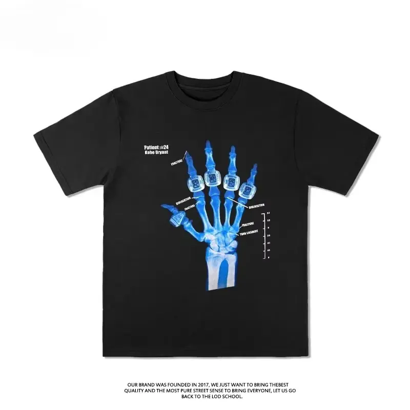 [100% cotton]Lakers Kobe Bryant Five Crowns Finger Injury Commemorative T-shirt Short Sleeved Jersey Sports Men's  2026 Loose Top Tee Summer