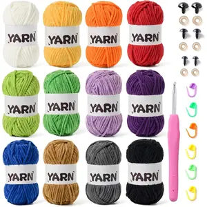12 Pack  Yarn for Knitting, Chunky Chenille Yarn for Crocheting,  Yarn for Crocheting Soft Blanket, Super Bulky 42.3oz(1049yds), Multicolor Amigurumi Yarns Set C