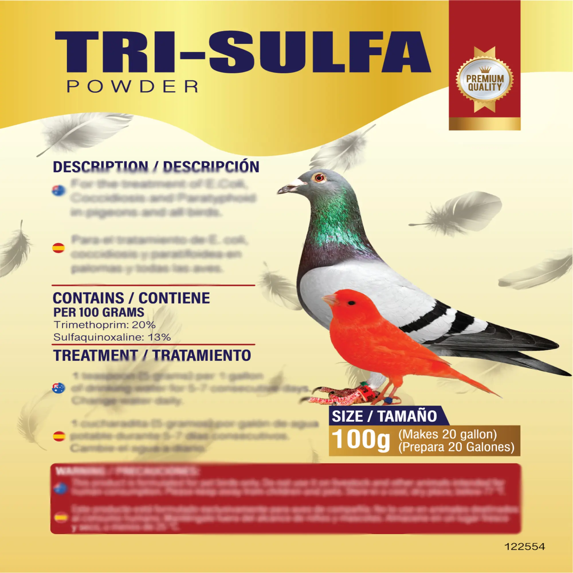 tri TRI-SULFA Powder Bird Health Supplement, Pet Supplies for Pigeons and Poultry, Health Supplements, Supplements