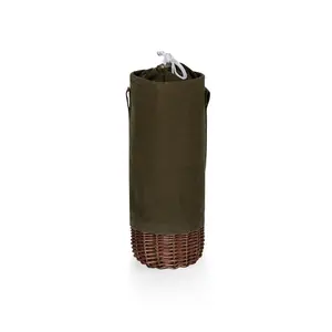 Malbec Insulated Canvas and Willow Wine Bottle Basket