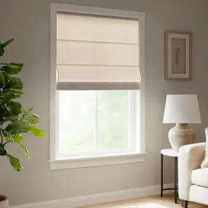 Linen Cordless Roman Shades - Fabric Privacy Single Panel Darkening, Energy Efficient, Thermal Insulated Window Blind Treatment, for Home, Living Room Decor, 35" W x 64" H