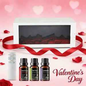 Valentine's Day Gift 300ML Flame Aroma Diffuser with Remote Control Romantic Fireplace Night Light & essential oil Humidifier for Bedroom 7 Color LED Lights humidifier