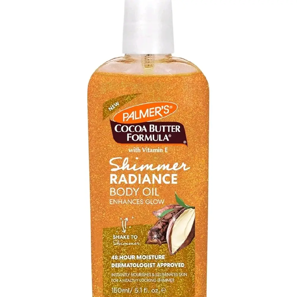 Palmer's Cocoa Butter Formula Shimmer Radiance Body Oil with Vitamin E 5.1 Fl Oz Hydrating Oil for Glowing Skin Enhances Dark Tones & Tans