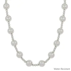 Water Resistant Large Silver Beaded 14MM Ball with 5MM Beaded Chain 16"-18" Necklace