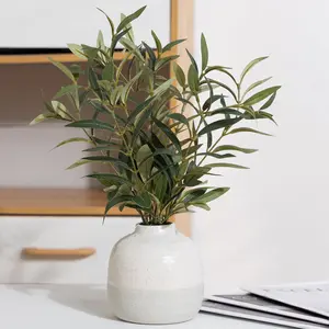 Better Homes & Gardens 14in Indoor Artificial Olive Plant in 2-Tone Ceramic Vase