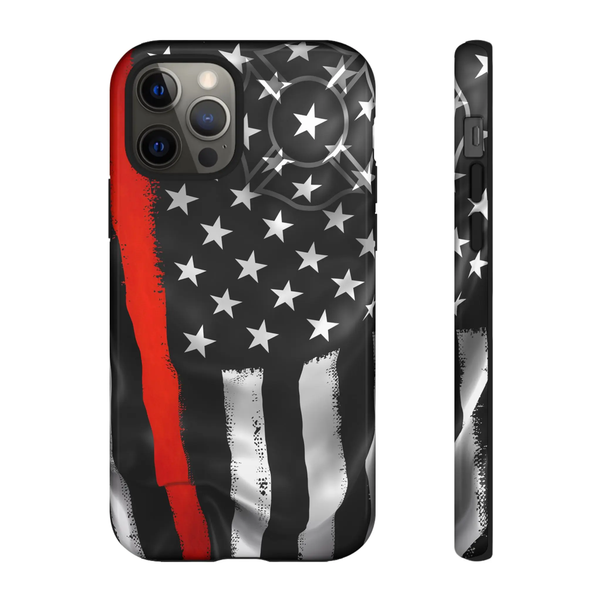 Thin Red Line Grunge American Flag, First Responder Gifts, Firefighter Accessories, Police Support, Patriotic Phone Cover