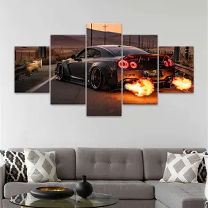 Car Pattern Canvas Unframed Painting, 5 Counts/set Modern Wall Art, Modern Art Design, Wall Decor for Home Living Room Bedroom Office, Home Decor, Ornaments
