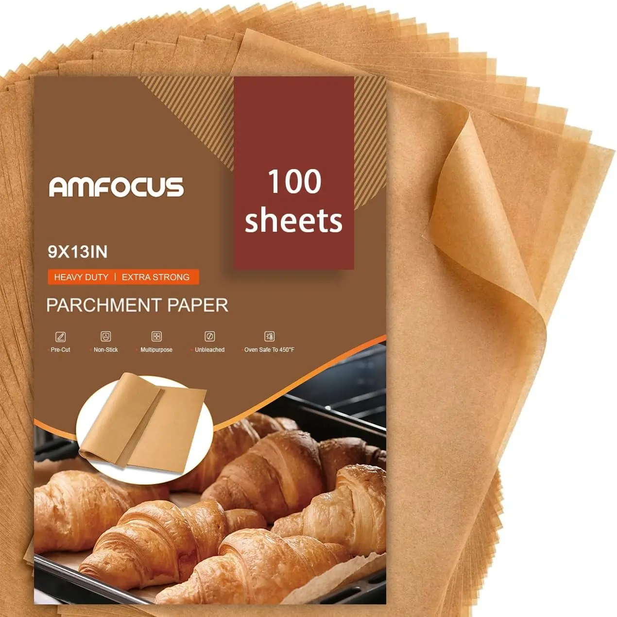 Unbleached Parchment Paper Sheets for Baking - 9x13 In Precut Disposable Non-Stick Camp Kitchen Supplies, Waterproof, 100PCS for Camping Grilling, Bakery Supplies, Baking Accessories