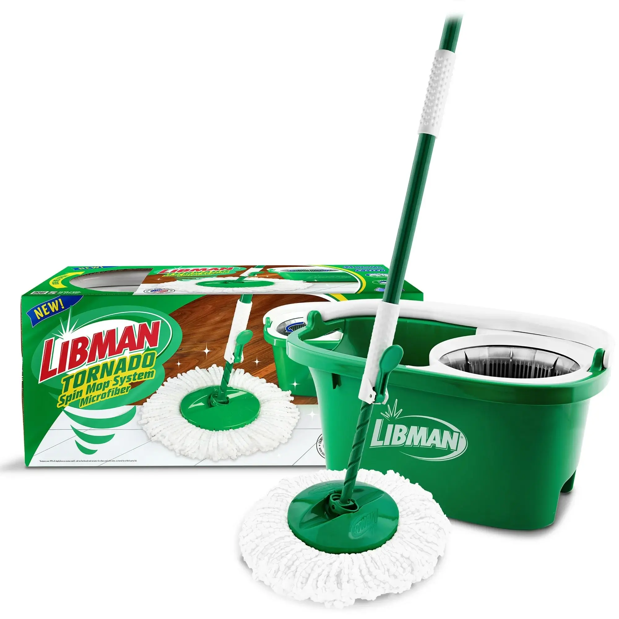 Tornado Spin Mop System - Mop and Bucket with Wringer Set for Floor Cleaning, Green