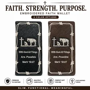 Praying Cowboy Embroidered Western Wallet – Religious Faux Leather - Long Checkbook Bifold
