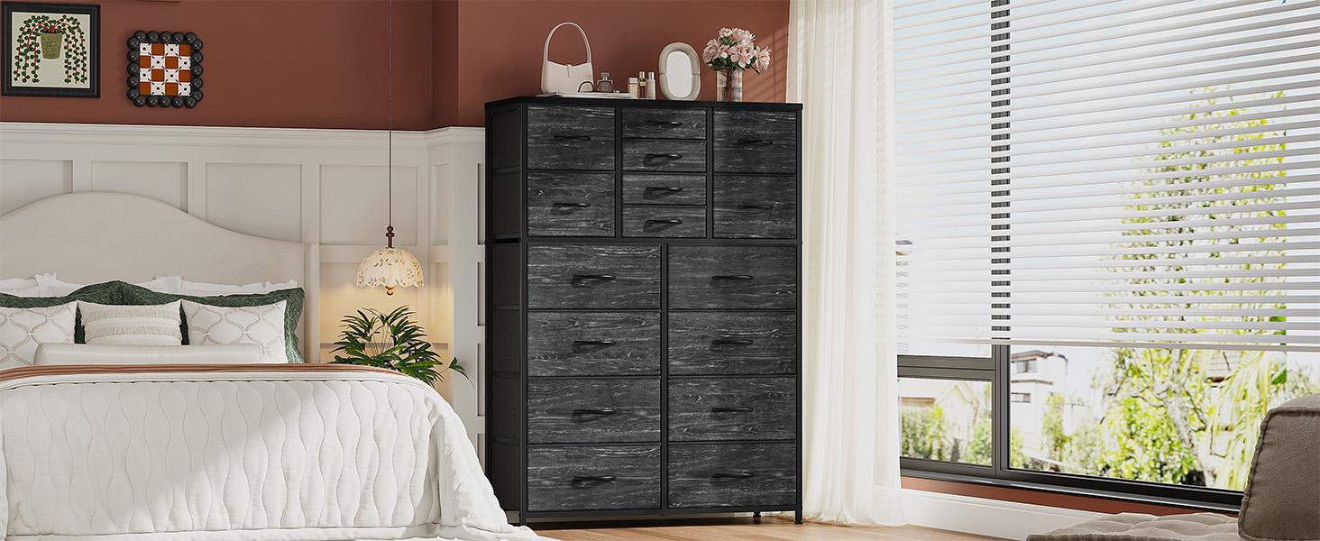 Raybee Furniture Tall Dresser for Bedroom with 16 Drawer, Fabric Bedroom Dressers & Chests of Drawers, Storage Dresser for Bedroom with Deep Drawers, Stylish Home Organizer for Closet, Entryway, Bedroom, Hallway
