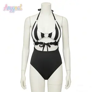 ANYGOAL Plus Size Full Coverage Retro Color Block Swimwear Women Tummy Control Modest One Piece Swimsuit plus size swimsuits swimsuits tummy control affordable swimsuits women bathing suits for tummy control High-Elasticity UnderwireSwimsuit