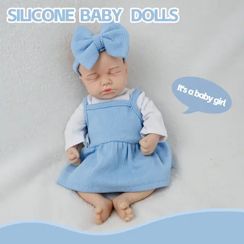 FunCuddle 12.2-in Silicone Baby Doll, BPA-Free All-Silicone Cuddly Doll Gift for Girls, Collectibles Toy with Odorless Fully Washable Design