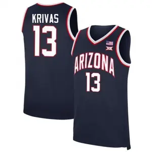 Navy #13 Krivas Arizona Style Basketball Jersey, College Basketball Fan Tank Top, Breathable Mesh Sports Shirt, Game Day Outfit Gift