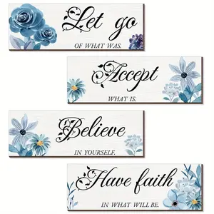 Vintage Floral Theme Decorative Signs Set, Home Wall Art & Door Plaques, Perfect Gift for Family Friends, Ideal for Living Room Kitchen Bedroom