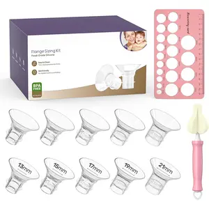 10PCS Flange Sizing Kit 13/15/17/19/21mm for 24mm Flange/Shield Most Pumps, Silicone Flanges Insert for Electric Breast Pumps, Pumping Essential Kit for Moms