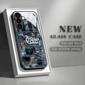 Creative Transparent Circuit Board Pattern Design Tempered Glass Phone Case,for iPhone XS 11 12 13 14 15 16 17 Pro Max Plus Air E Samsung Galaxy 21 22 23 24 25 ULTRA FE Plus A Series, Protector for Woman Girlfriend Cute New Year Christmas Gift Cover Case