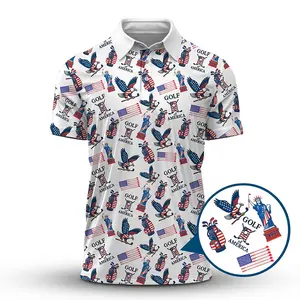 Golf America Polo Shirt America 250th Anniversary Patten Short Sleeve Outdoors Print Menswear